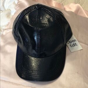 Open Edit Women’s Shiny Black Baseball Cap